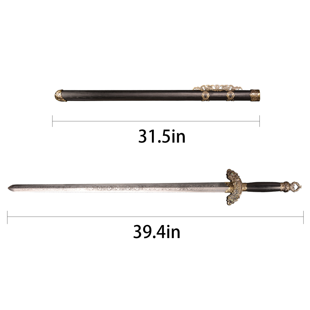 Qingming Sword Started in China More Than 2000 Years ago, Martial Arts Sword Carbon Steel 39.4 inches, Collection, Decoration（金属青冥剑）US、CA