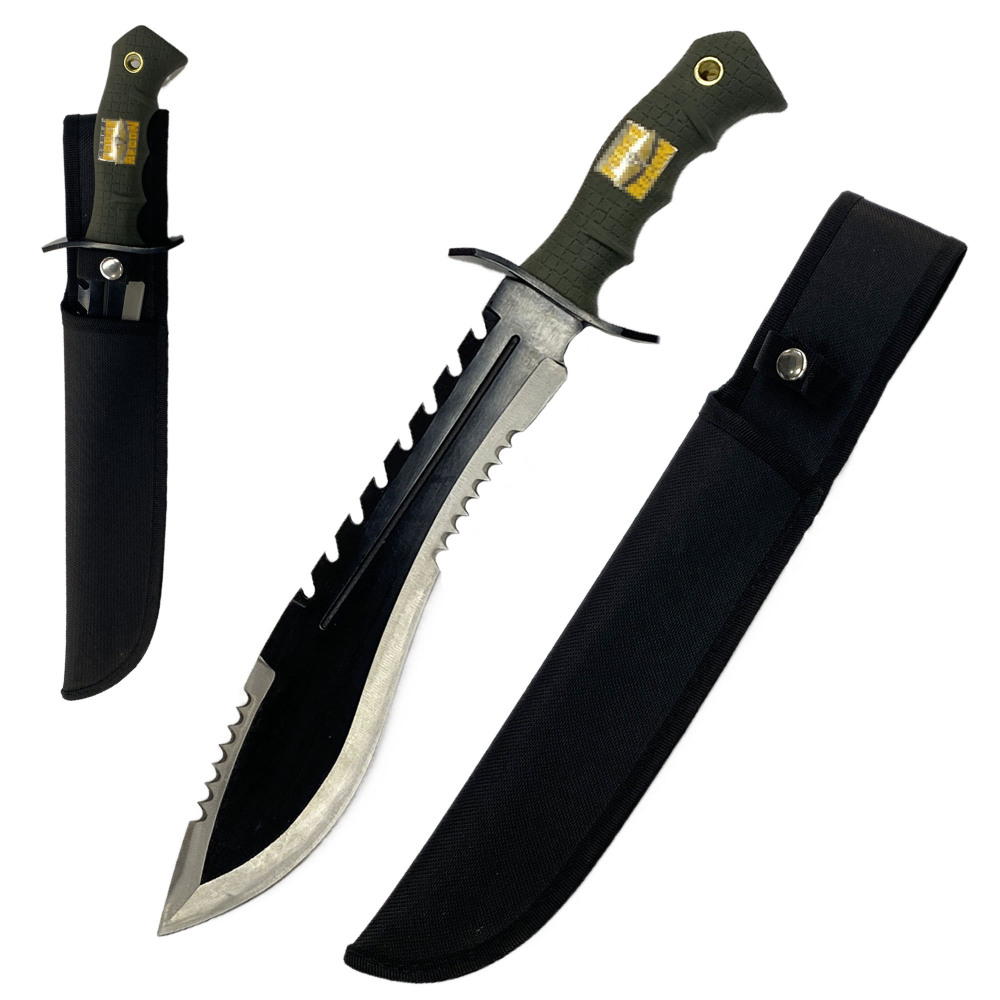 16.14” Kukri Knife - Stainless Steel Blade, Overmolded Rubber Handle For Outdoor Survival, Essential Home Tool - Uncut（hk1707匕首）US、CA