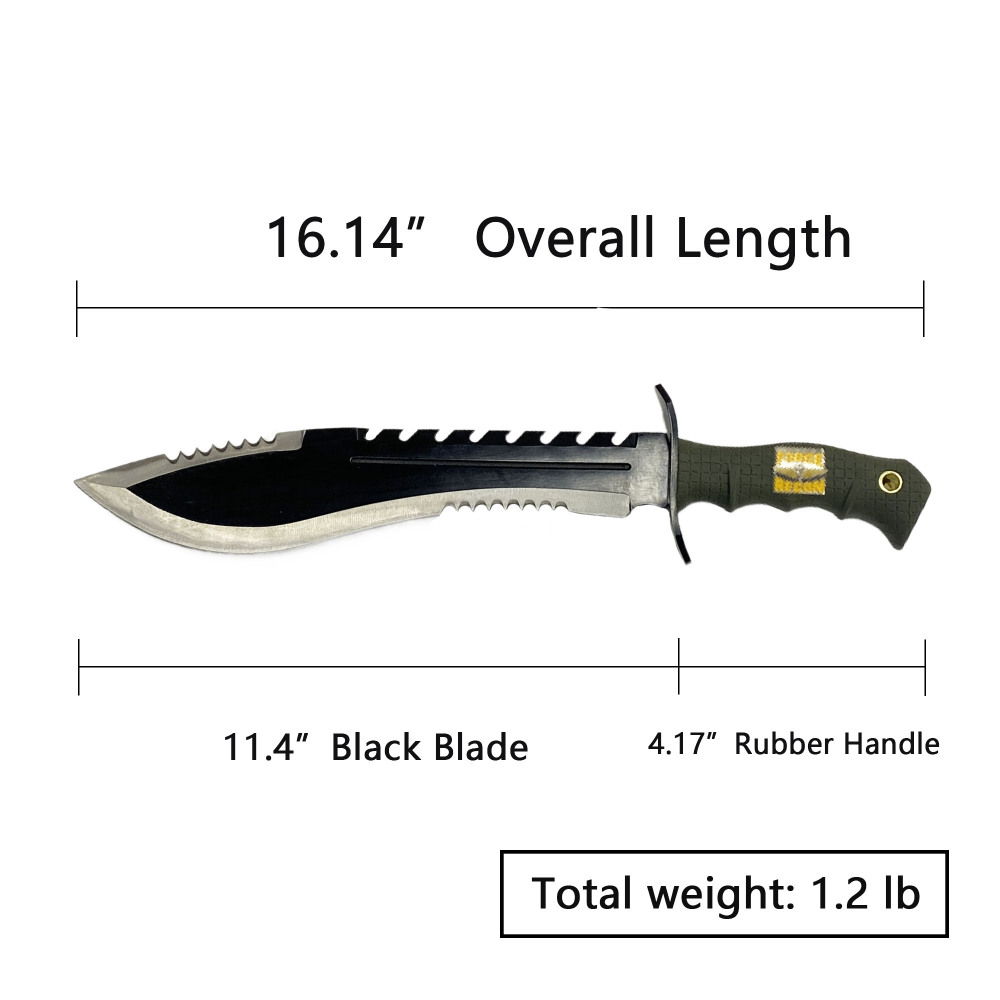 16.14” Kukri Knife - Stainless Steel Blade, Overmolded Rubber Handle For Outdoor Survival, Essential Home Tool - Uncut（hk1707匕首）US、CA