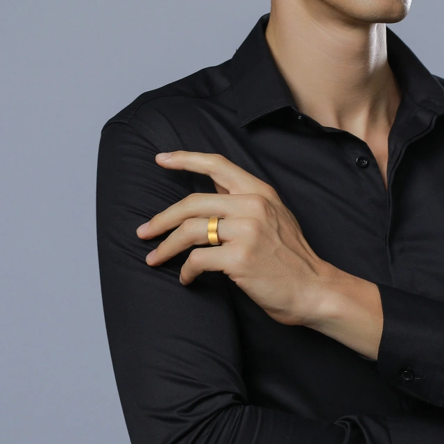 Unique Fashion Jewelry 8mm Couple Wed Ring Set Engagement Ring Gold 18k Weeding Women Ring