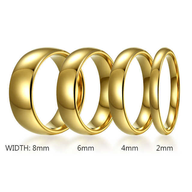 Simple Design 2mm/3mm/4mm/6mm/8mm Gold Plated Tungsten Steel Couple Ring