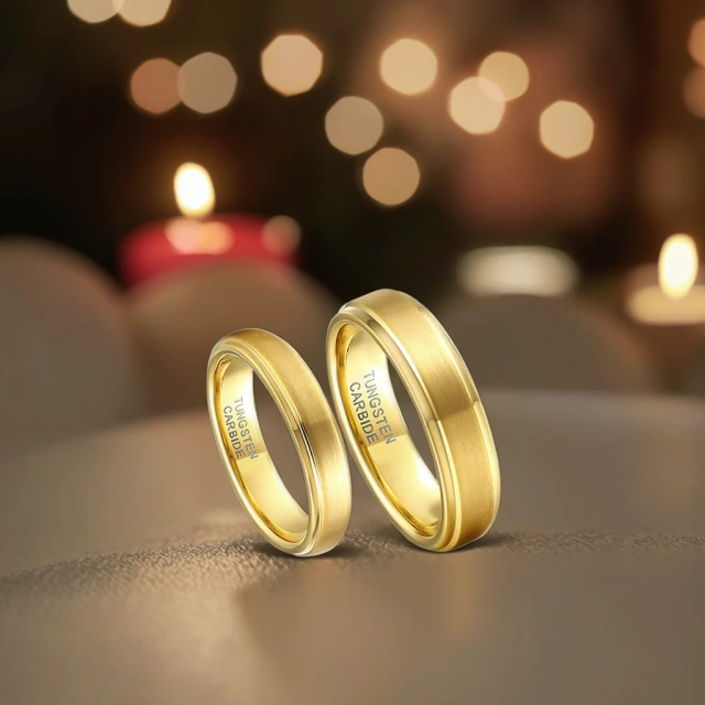 Marriage Rings 18k Gold Plated Tungsten Carbide Ring for Women Male Female Marriage Rings Custom Wholesale Jewelry