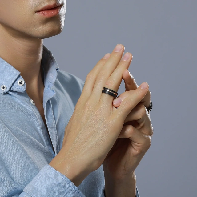 Wholesale 8mm Black Gold Tungsten Carbide Ring for Men Women Engagement Band Comfort Fit