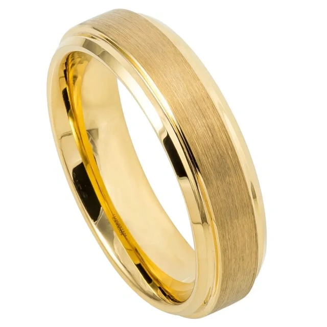18K 14K 24K Gold Plated 4mm 6mm 8mm Tungsten Ring for Men Fashion Jewelry Engagement Wedding Gift
