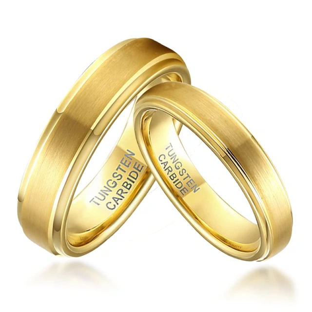 Marriage Rings 18k Gold Plated Tungsten Carbide Ring for Women Male Female Marriage Rings Custom Wholesale Jewelry