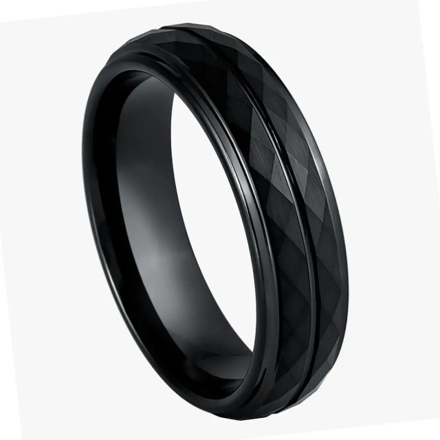 Wholesale 8mm Black Plated Men's 8mm 6mm Tungsten Ring Jewelry Tungsten Ring Black and Silver Basic Men's Jewelry Wedding Gift