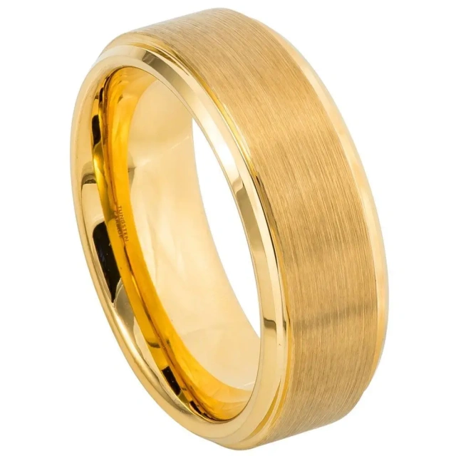 18K 14K 24K Gold Plated 4mm 6mm 8mm Tungsten Ring for Men Fashion Jewelry Engagement Wedding Gift