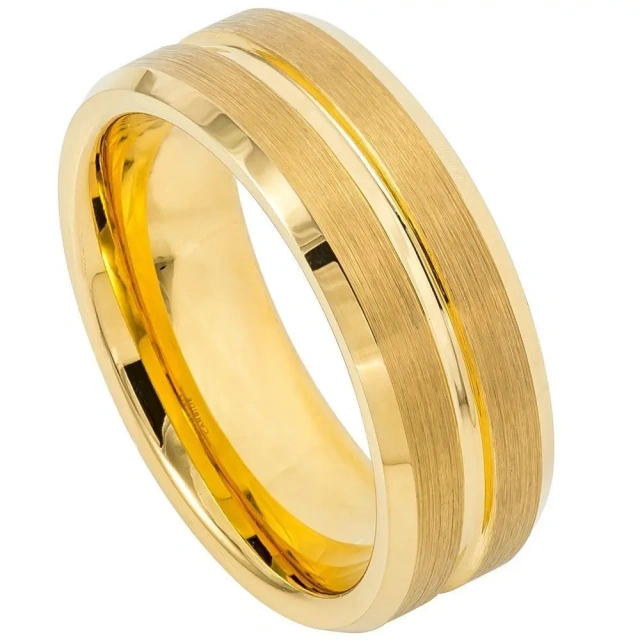 18K 14K 24K Gold Plated 4mm 6mm 8mm Tungsten Ring for Men Fashion Jewelry Engagement Wedding Gift