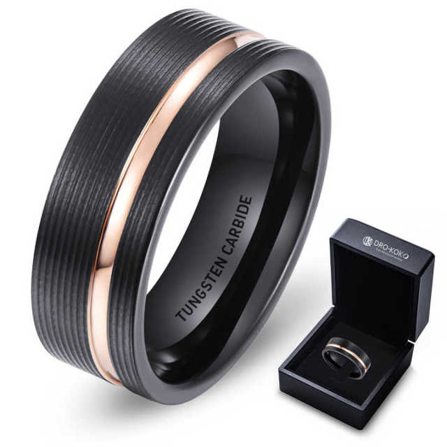 Wholesale 8mm Black Gold Tungsten Carbide Ring for Men Women Engagement Band Comfort Fit
