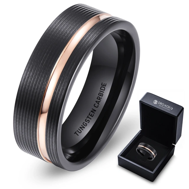 Wholesale 8mm Black Gold Tungsten Carbide Ring for Men Women Engagement Band Comfort Fit