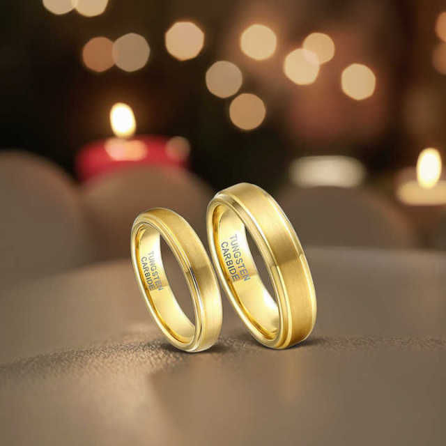 Marriage Rings 18k Gold Plated Tungsten Carbide Ring for Women Male Female Marriage Rings Custom Wholesale Jewelry