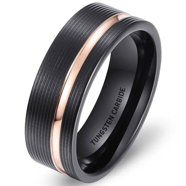 Wholesale 8mm Black Gold Tungsten Carbide Ring for Men Women Engagement Band Comfort Fit