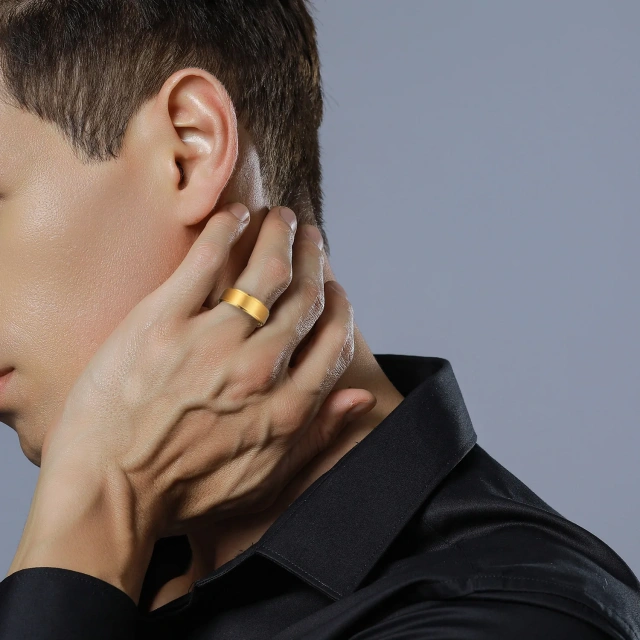 Unique Fashion Jewelry 8mm Couple Wed Ring Set Engagement Ring Gold 18k Weeding Women Ring