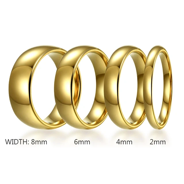 Simple Design 2mm/3mm/4mm/6mm/8mm Gold Plated Tungsten Steel Couple Ring