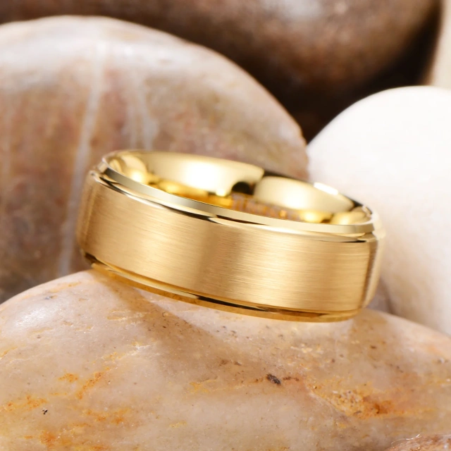 Unique Fashion Jewelry 8mm Couple Wed Ring Set Engagement Ring Gold 18k Weeding Women Ring