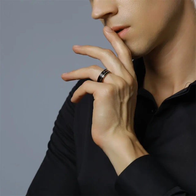 8mm Black Matte Finished Tungsten Rose Gold Line Moissanite Inlay Luxury Wedding Ring for Men Women