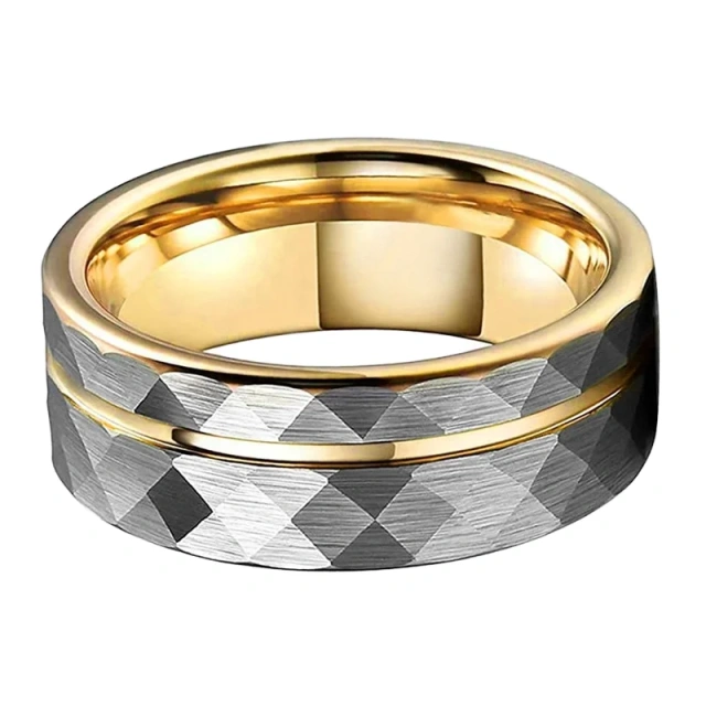 Popular 8mm Width Hammered Tungsten Carbide Ring Mens Rings Tungsten Wedding Rings Gold Fashion Jewelry