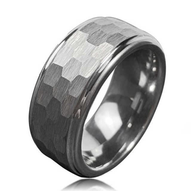 8mm Silver Hammered Tungsten Carbide Ring Unisex Classic Mens Womens Wedding Engagement Anniversary Gift
