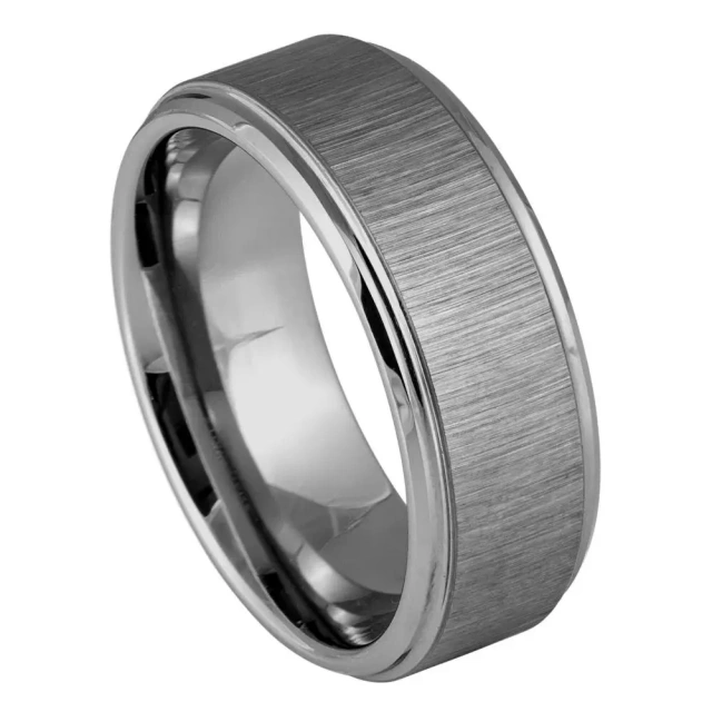 Fashion Jewelry Width 8mm Silver Tungsten Carbide Ring Gold Edges Wedding Ring Anniversary Gift Men Women Comfort Fit