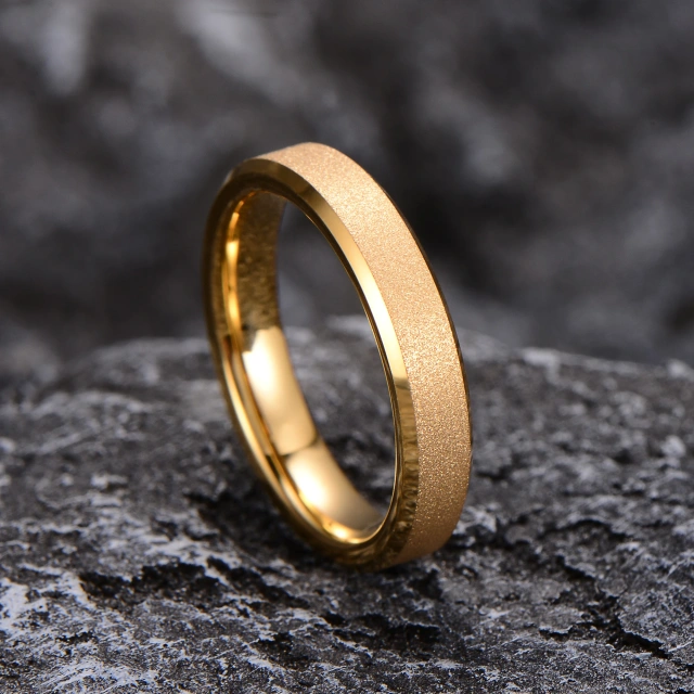 Custom Classic Style 4mm Center Matte Finish Rose Gold Plated Tungsten Ring for Men Women Couple Set Wedding Rings