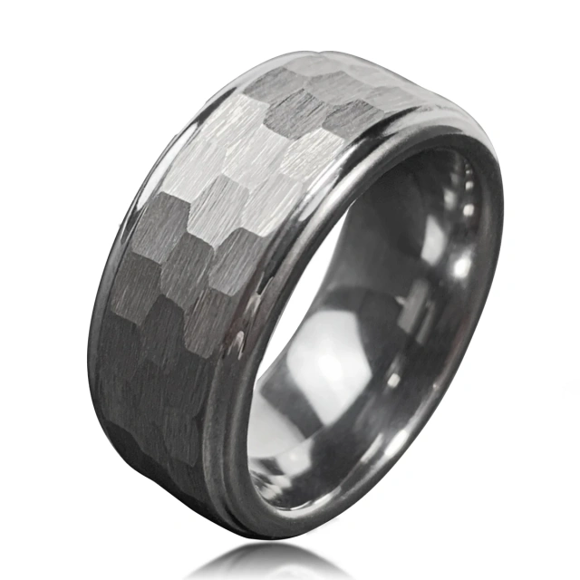 8mm Silver Hammered Tungsten Carbide Ring Unisex Classic Mens Womens Wedding Engagement Anniversary Gift