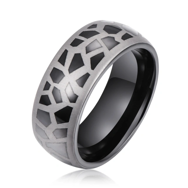 Fashion Fine Jewelry 8mm Black Tungsten Ring for Women Men Engagement Wedding Band Laser Engraved Beveled Polished Comfort Fit