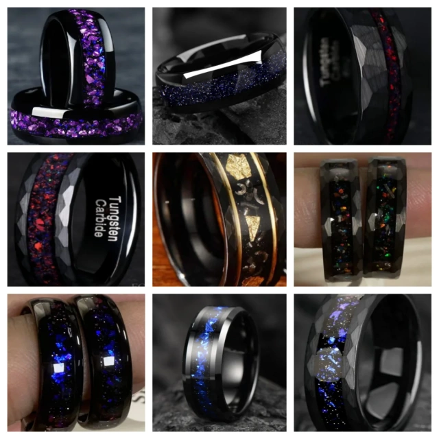 Luxury Hammered Silver Plated Cz Inlay Diamond Tungsten Ring Fashion Men Jewelry Men Ring