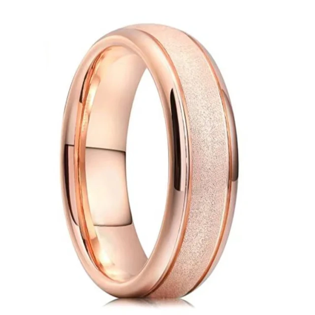 8mm Gold Plated Sandblasted Tungsten Ring for Men Women Trendy Engagement Wedding Band Domed Comfort Fit