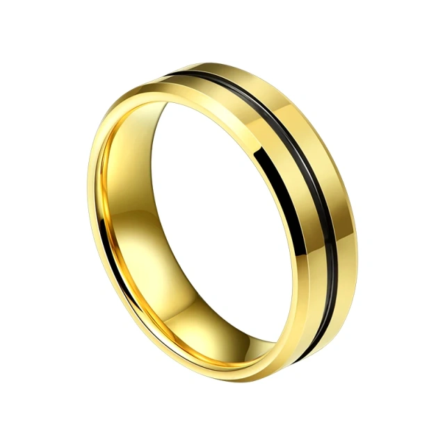 Luxury Black Gold Tungsten Ring Anillos De Hombre Yellow Tungsten Rings for Men