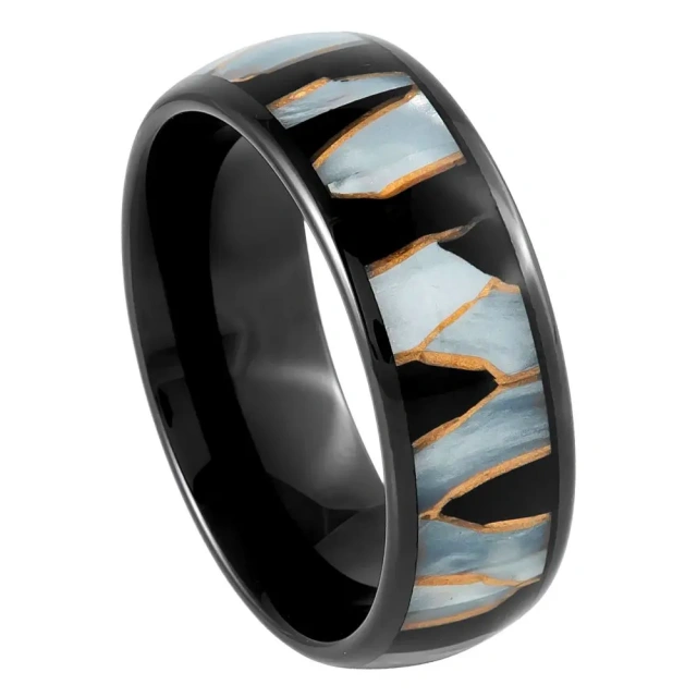 Tungsten Steel Ring Inlay Stone Black Plated Gold Plated Men Fashion Jewelry 8mm 6mm Comfort It Ring