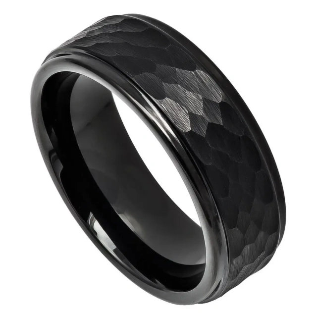 Classic Men Jewelry Wholesale High-Quality 8mm Matte Brushed Silver and Black Tungsten Carbide Rings for Men's Jewelry