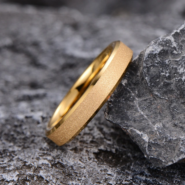 Custom Classic Style 4mm Center Matte Finish Rose Gold Plated Tungsten Ring for Men Women Couple Set Wedding Rings