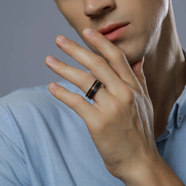 Guangzhou Jewelry Fashion Black Men Tungsten Carbide Rings with Package Box