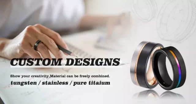 Classic Style Black Plated Men Fashion Jewelry Wholesale Factory Tungsten Ring