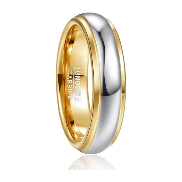 Wholesale Price High Polished Custom Tungsten Men Gold Rings Tungsten Wedding Rings Fashion Tungsten Jewelry Rings