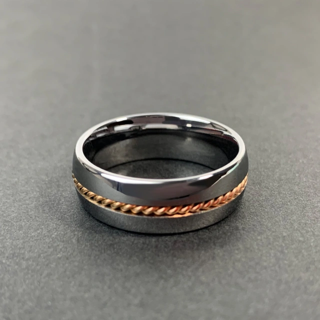 Men's Tungsten Ring Gold Guitar String Inlay Classic Casual Romantic Fashionable Silver Engagement Party Anniversary Free