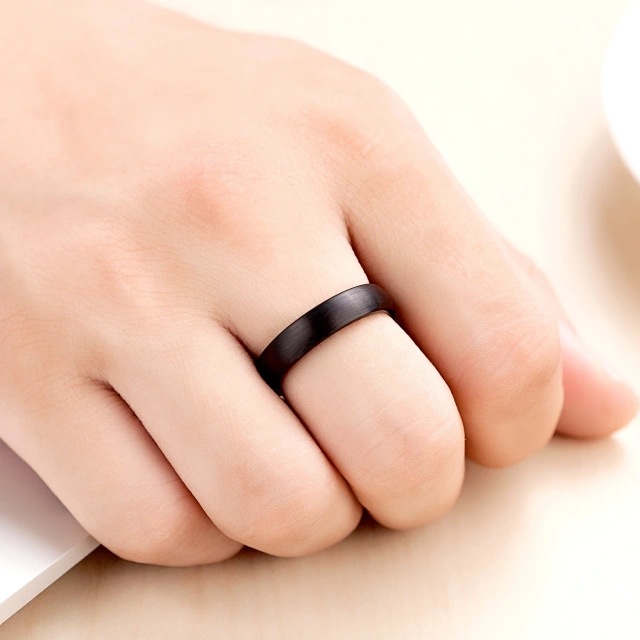 Trending Basic Design Custom Tungsten Jewelry Black Blue Tungsten Ring 4MM Rings for Men Brushed Wedding Ring Comfort Fit