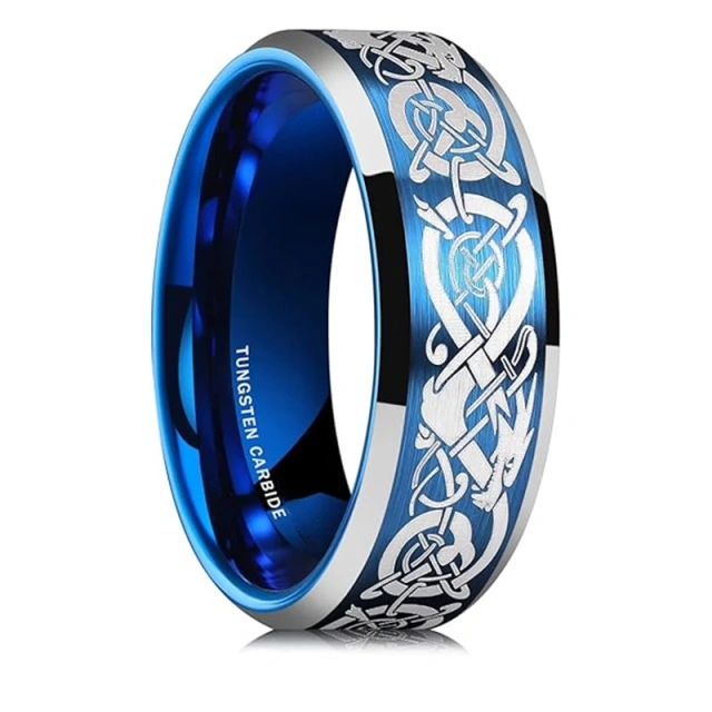 Custom Fashion Jewelry Wedding Band Blue Tungsten Carbide Ring Wholesale Man Tungsten Ring Jewelry for Women Men