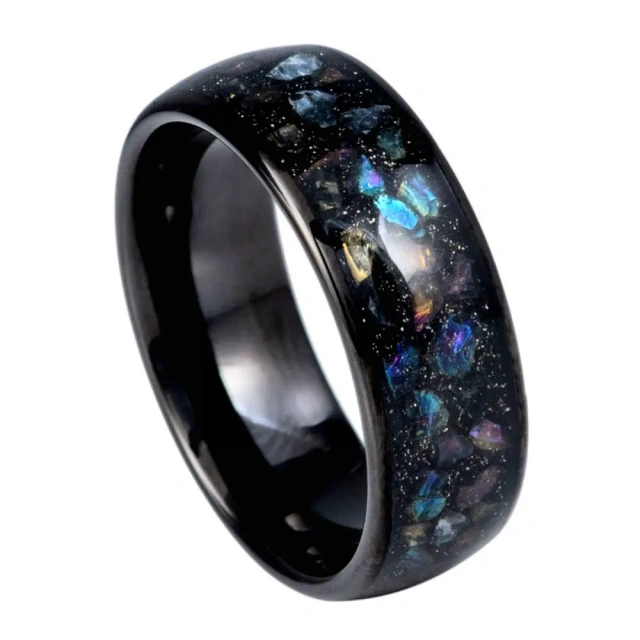 Tungsten Steel Ring Inlay Stone Black Plated Gold Plated Men Fashion Jewelry 8mm 6mm Comfort It Ring