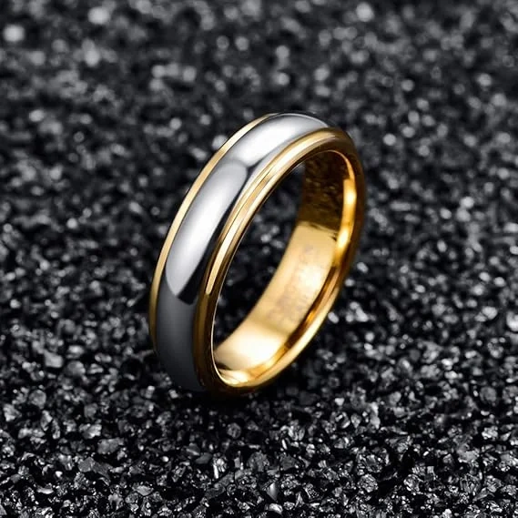 Wholesale Price High Polished Custom Tungsten Men Gold Rings Tungsten Wedding Rings Fashion Tungsten Jewelry Rings