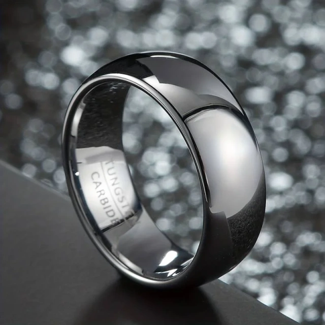 Tungsten Carbide Engagement Bands - Silver & Gold Couple Set - Ouyuan