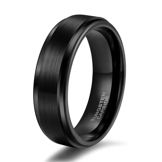 6mm & 8mm Tungsten Wedding Bands - Gold Silver Black Wood - Ouyuan