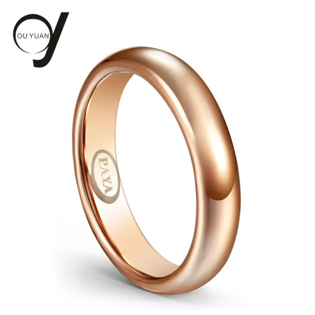 Alibaba Europe Personalized Rose Gold Plated Domed Gold Rings and Wedding Bands for Men Women