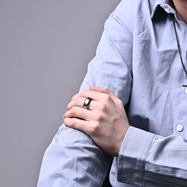 Between Blue Tungsten Steel Slotted Men's Ring Ring Simple Blue Band Tungsten Anti Cut Trigger Finger Hand Jewellery