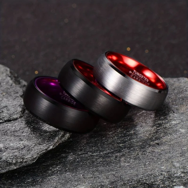 Wholesale Tungsten Steel 8MM Classic Alumina Combine Tungsten Carbide Custom Men Rings Wedding Rings Fashion Jewelry Rings