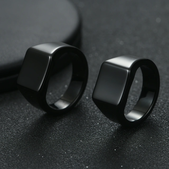 Ouyuan Jewelry Men's Wedding Rings Black Tungsten Steel Wholesale Boys Tungsten Rings