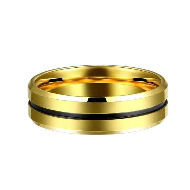 Luxury Black Gold Tungsten Ring Anillos De Hombre Yellow Tungsten Rings for Men