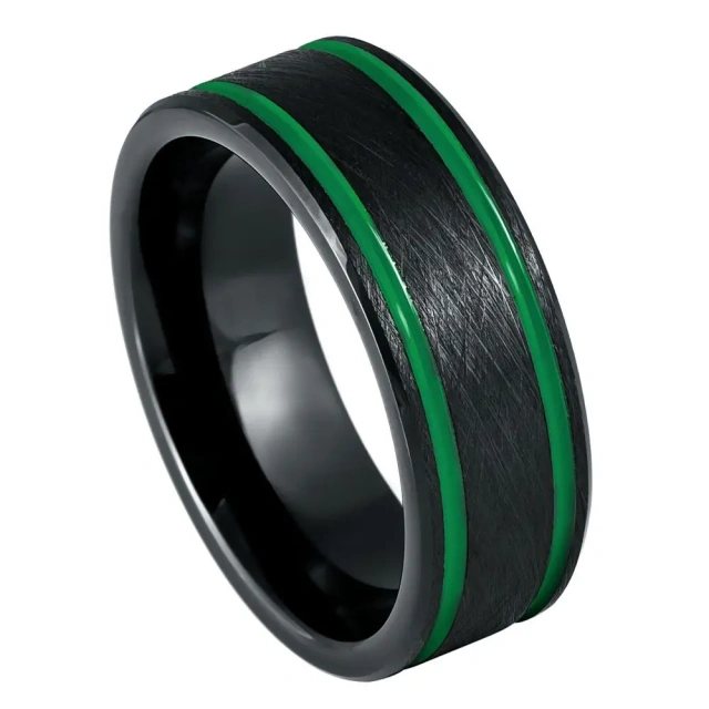 Ouyuan Jewelry Comfort It 8mm Men's Wedding Ring Dragon Tungsten Rings Green Fashion Men Rings