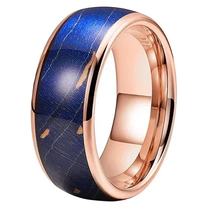 Wholesale Price Popular Blue Green Nature Dyed Elder Wood Tungsten Wedding Band Ring Fashion Rings Custom Rings for Women Men