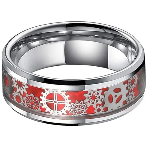 Wholesale Price Tungsten Carbide Band Steampunk Gear Inlay 8mm Men Women Wedding Rings Fashion Ring for Couple Jewelry Gift